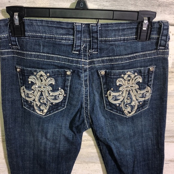 Zipper premium jeans bootcut jeans size 7 dark white stitching denim jeans​​ - Picture 3 of 7